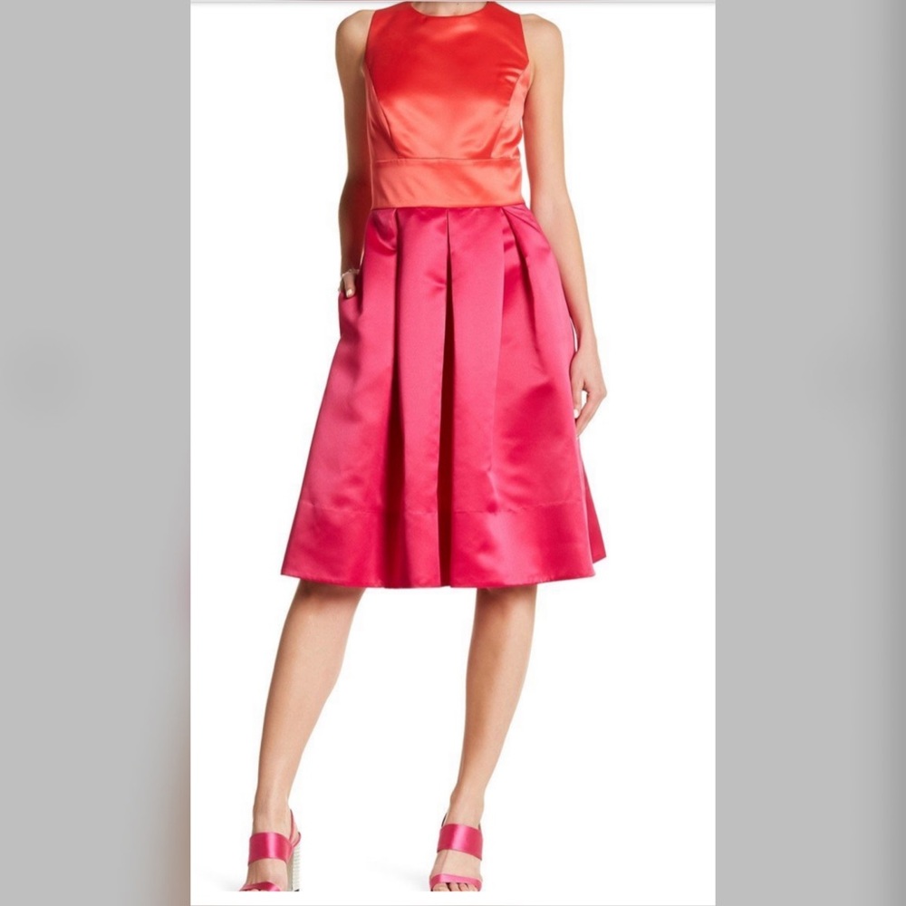 SANGRIA | Sleeveless Color Block satin Dress